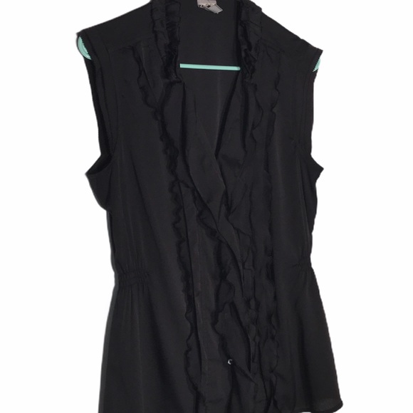 Converse Sheer Black Button Down Tank- Size Large - Picture 3 of 6